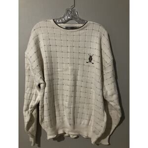 VTG Shenandoah Golf Textured 3D Sweater Mens XL Beige Embroidered GIFTABLE